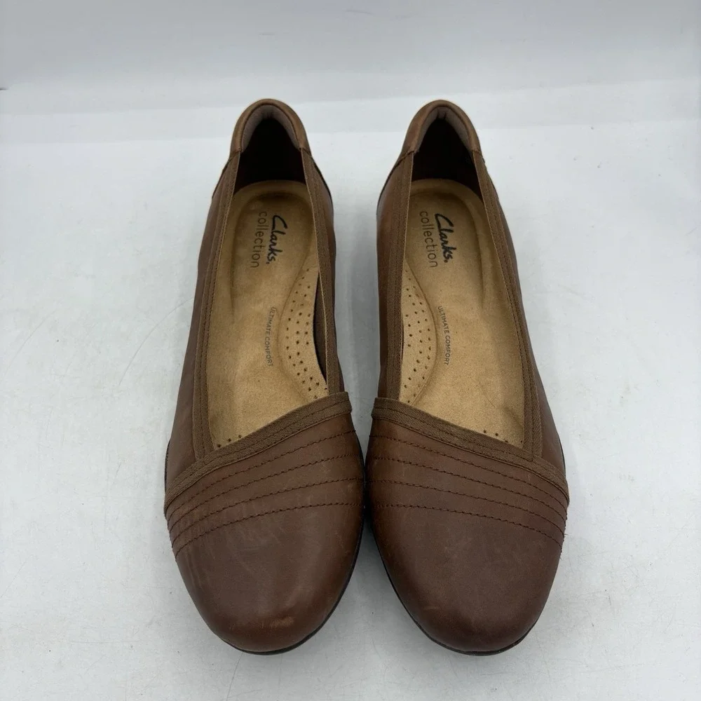 Clarks Collection Shoes Womens Size 8 W Wide Sara Erin Ballet Flat Brown